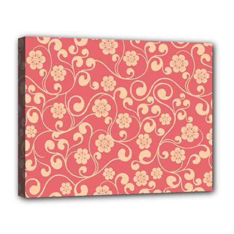 Pink Floral Wall Canvas 14  X 11  (stretched) by ConteMonfreyShop