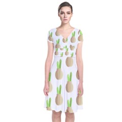 Succulent Vases  Short Sleeve Front Wrap Dress by ConteMonfreyShop