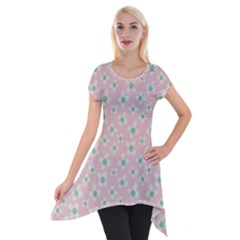 Pink Spring Blossom Short Sleeve Side Drop Tunic by ConteMonfreyShop