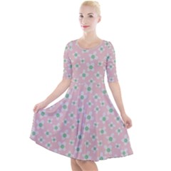 Pink Spring Blossom Quarter Sleeve A-line Dress by ConteMonfreyShop