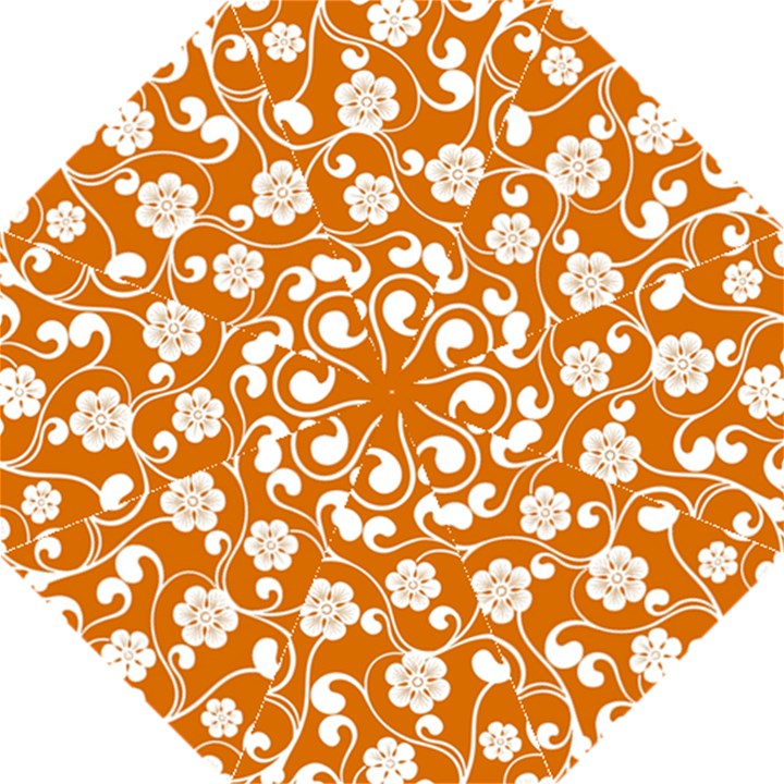 Orange Floral Walls  Hook Handle Umbrella (Large)