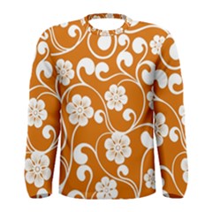 Orange Floral Walls  Men s Long Sleeve Tee by ConteMonfreyShop