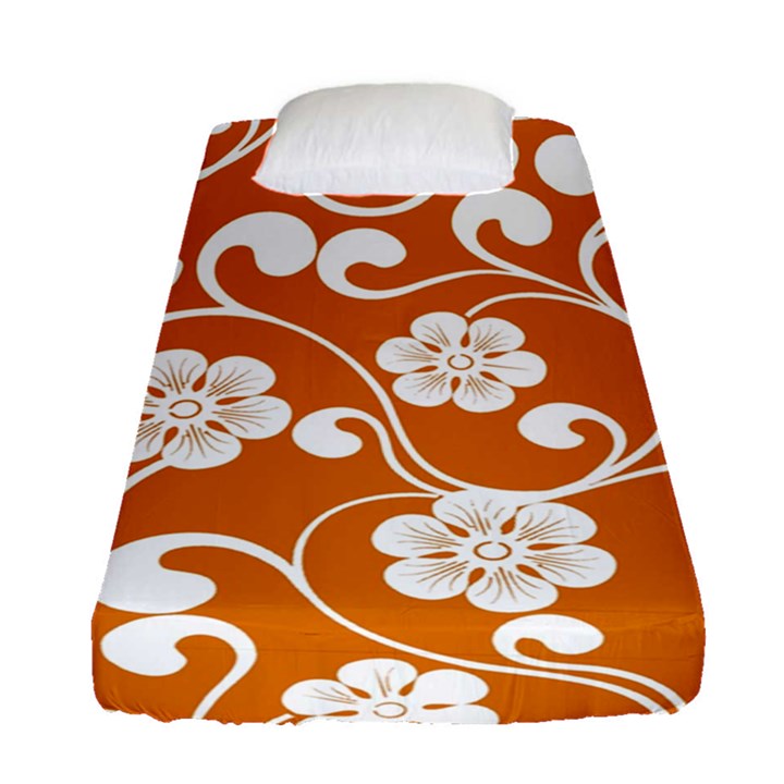 Orange Floral Walls  Fitted Sheet (Single Size)