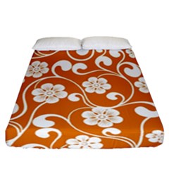 Orange Floral Walls  Fitted Sheet (california King Size)