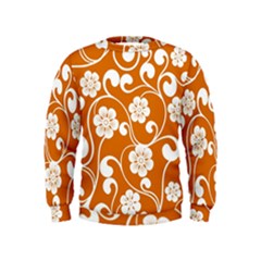 Orange Floral Walls  Kids  Sweatshirt