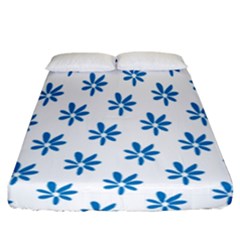 Little Blue Daisies  Fitted Sheet (california King Size)