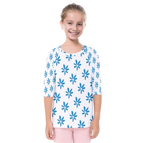 Little Blue Daisies  Kids  Quarter Sleeve Raglan Tee by ConteMonfreyShop