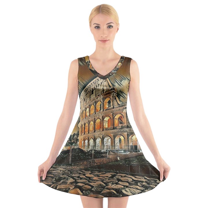 Colosseo Italy V-Neck Sleeveless Dress