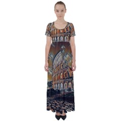 Colosseo Italy High Waist Short Sleeve Maxi Dress by ConteMonfrey