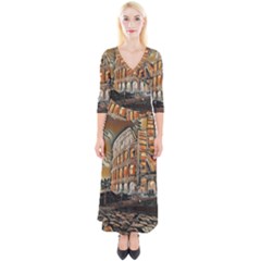 Colosseo Italy Quarter Sleeve Wrap Maxi Dress by ConteMonfrey