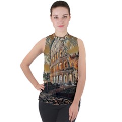 Colosseo Italy Mock Neck Chiffon Sleeveless Top by ConteMonfrey