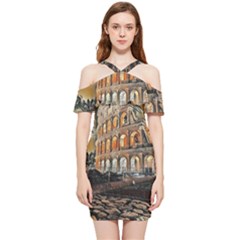 Colosseo Italy Shoulder Frill Bodycon Summer Dress by ConteMonfrey