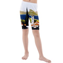 River Small Town Landscape Kids  Mid Length Swim Shorts by ConteMonfrey