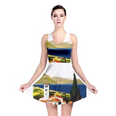 River Small Town Landscape Reversible Skater Dress by ConteMonfrey