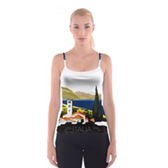 River Small Town Landscape Spaghetti Strap Top by ConteMonfrey