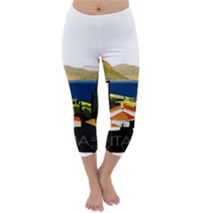 River Small Town Landscape Capri Winter Leggings  by ConteMonfrey