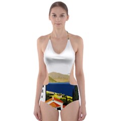 River Small Town Landscape Cut-out One Piece Swimsuit by ConteMonfrey