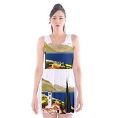 River Small Town Landscape Scoop Neck Skater Dress by ConteMonfrey