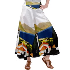 River Small Town Landscape Satin Palazzo Pants by ConteMonfrey