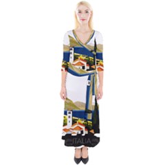 River Small Town Landscape Quarter Sleeve Wrap Maxi Dress by ConteMonfrey