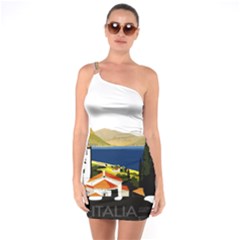 River Small Town Landscape One Soulder Bodycon Dress by ConteMonfrey