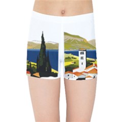 River Small Town Landscape Kids  Sports Shorts