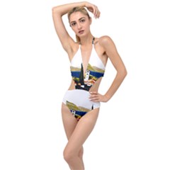 River Small Town Landscape Plunging Cut Out Swimsuit by ConteMonfrey