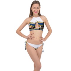 River Small Town Landscape Cross Front Halter Bikini Set by ConteMonfrey