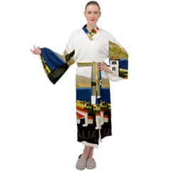 River Small Town Landscape Maxi Velour Kimono by ConteMonfrey