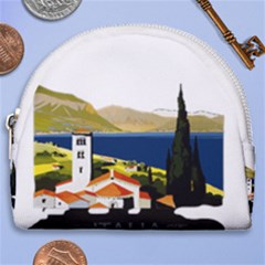 River Small Town Landscape Horseshoe Style Canvas Pouch by ConteMonfrey