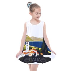 River Small Town Landscape Kids  Summer Dress by ConteMonfrey