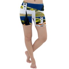 River Small Town Landscape Lightweight Velour Yoga Shorts by ConteMonfrey