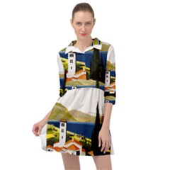 River Small Town Landscape Mini Skater Shirt Dress by ConteMonfrey