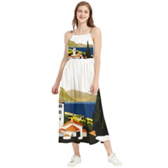 River Small Town Landscape Boho Sleeveless Summer Dress by ConteMonfrey