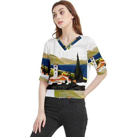 River Small Town Landscape Quarter Sleeve Blouse by ConteMonfrey