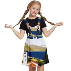 River Small Town Landscape Kids  Apron Dress