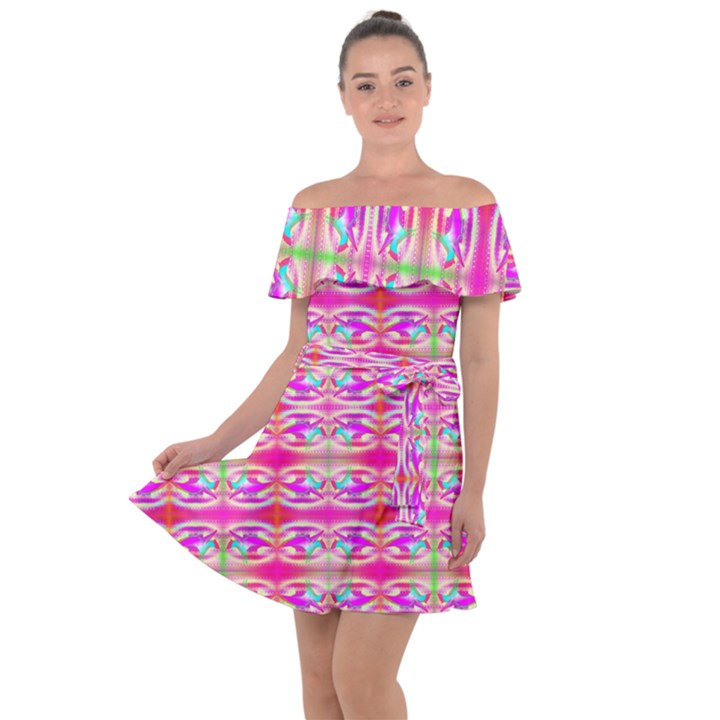 Aurorasaurus Off Shoulder Velour Dress