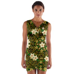 Flower Power And Big Porcelainflowers In Blooming Style Wrap Front Bodycon Dress by pepitasart