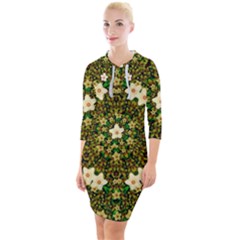 Flower Power And Big Porcelainflowers In Blooming Style Quarter Sleeve Hood Bodycon Dress by pepitasart