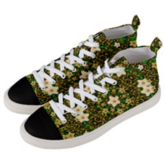 Flower Power And Big Porcelainflowers In Blooming Style Men s Mid-top Canvas Sneakers by pepitasart