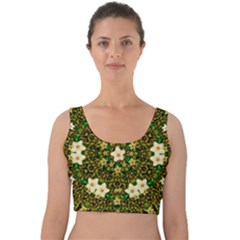 Flower Power And Big Porcelainflowers In Blooming Style Velvet Crop Top by pepitasart