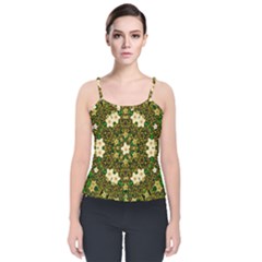 Flower Power And Big Porcelainflowers In Blooming Style Velvet Spaghetti Strap Top by pepitasart