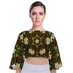 Flower Power And Big Porcelainflowers In Blooming Style Tie Back Butterfly Sleeve Chiffon Top by pepitasart