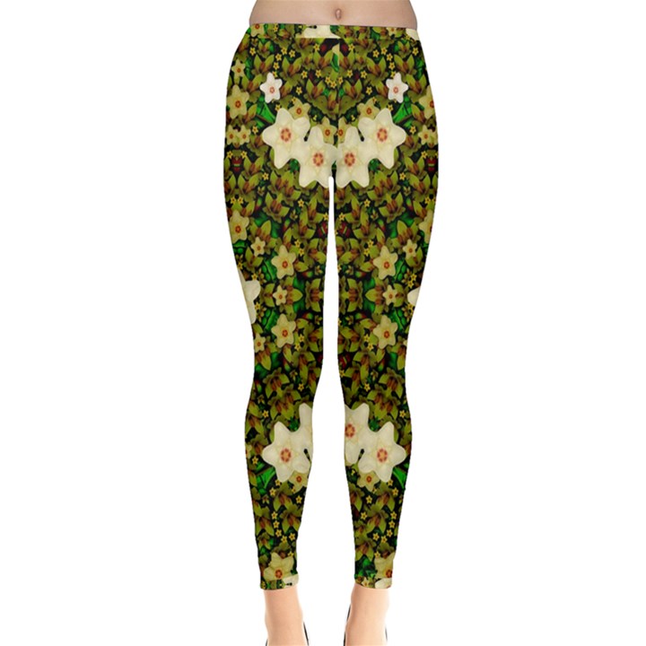 Flower Power And Big Porcelainflowers In Blooming Style Inside Out Leggings