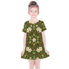 Flower Power And Big Porcelainflowers In Blooming Style Kids  Simple Cotton Dress by pepitasart