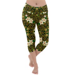 Flower Power And Big Porcelainflowers In Blooming Style Lightweight Velour Capri Yoga Leggings by pepitasart