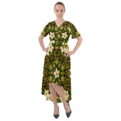 Flower Power And Big Porcelainflowers In Blooming Style Front Wrap High Low Dress by pepitasart