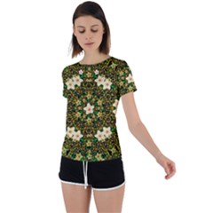 Flower Power And Big Porcelainflowers In Blooming Style Back Circle Cutout Sports Tee by pepitasart