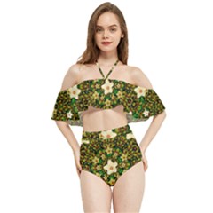 Flower Power And Big Porcelainflowers In Blooming Style Halter Flowy Bikini Set  by pepitasart