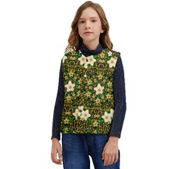 Flower Power And Big Porcelainflowers In Blooming Style Kid s Short Button Up Puffer Vest	